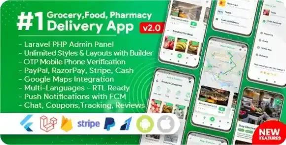 Grocery, Food, Pharmacy, Store Delivery Mobile App with Admin Panel Script v2.0.1