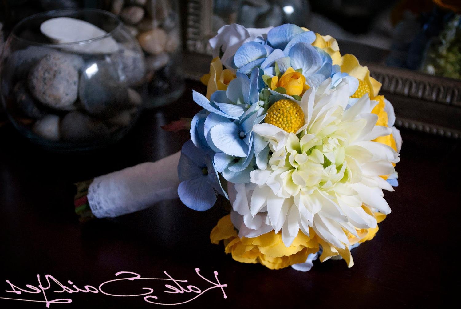 Silk Wedding Bouquet - Blue