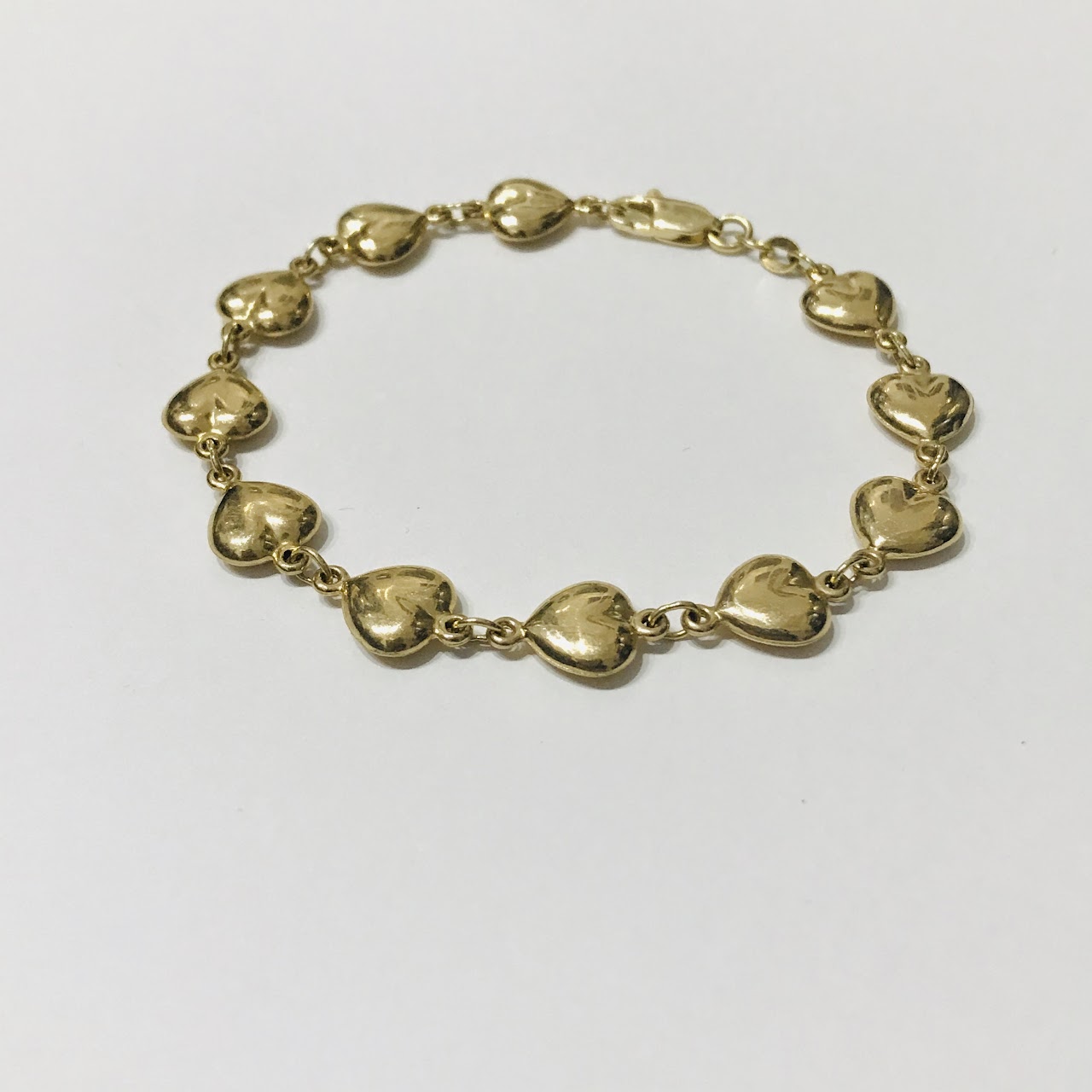 14K Gold Heart Link Bracelet