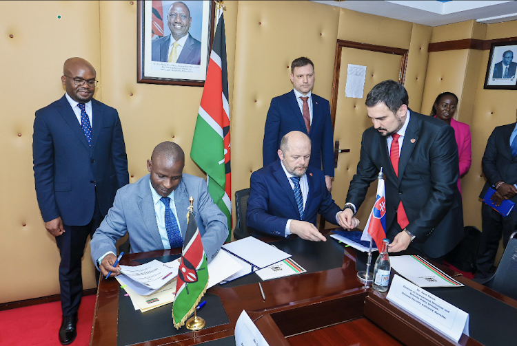 Kenya and Slovakia inking a groundbreaking MoU to strengthen bilateral Cybersecurity cooperation, witnessed by the Slovak Republic Deputy Prime Minister, Mr. Tomas Taraba and PS Internal Security and National Administration Dr. Raymond Omollo