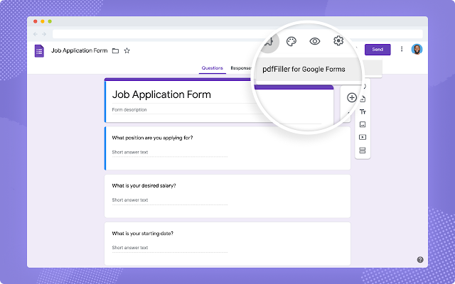 Screenshot of pdfFiller for Google Forms