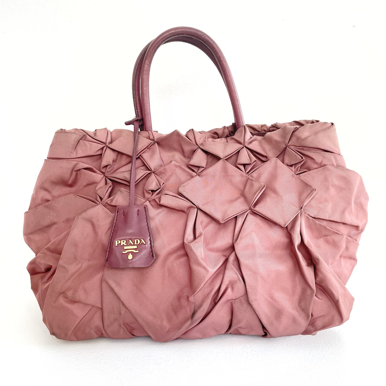 Prada Tessuto Origami Pleated Ruffled Nylon Tote Bag