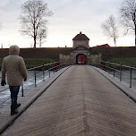 walking towards the fortification in Copenhagen, Denmark 