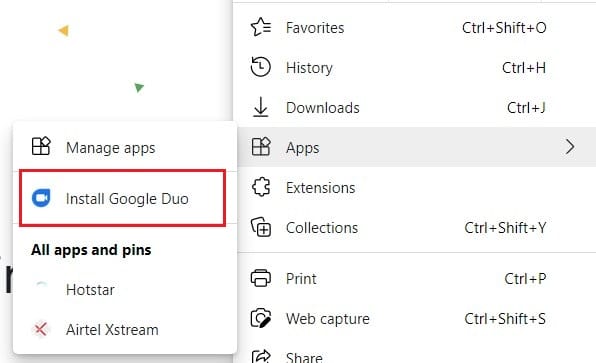 Coloque el cursor sobre las aplicaciones y luego haga clic en instalar |  Cómo usar Google Duo en PC con Windows