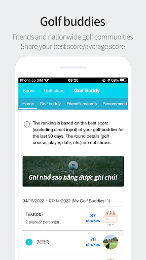 Screenshot Smartscore-Golf Portal Service