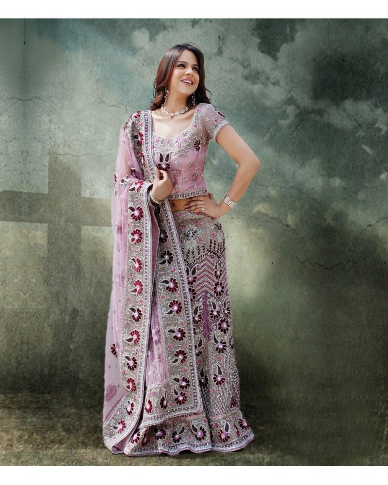 A Violet Bridal Lehenga