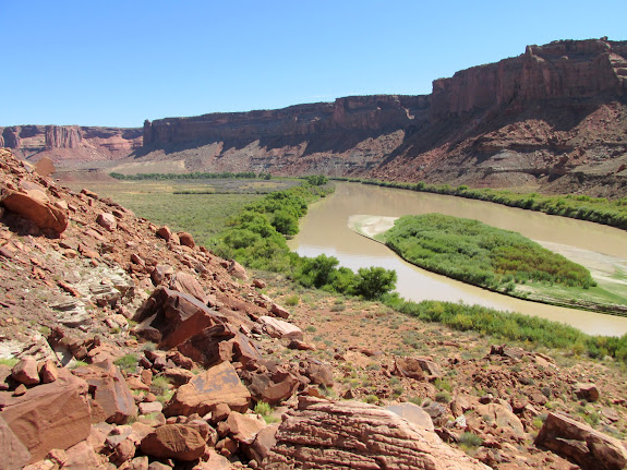 View upstream from below Woodruff Bottom