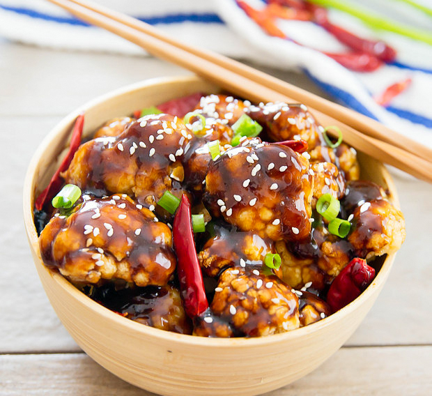 photo of a bowl of General Tso's Cauliflower