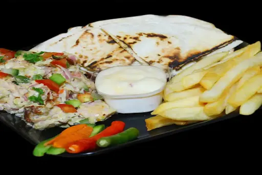 Arabian Shawarma On Plate With Fries