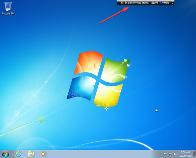 แถบภาษาแบบลอยบนเดสก์ท็อป Windows 7