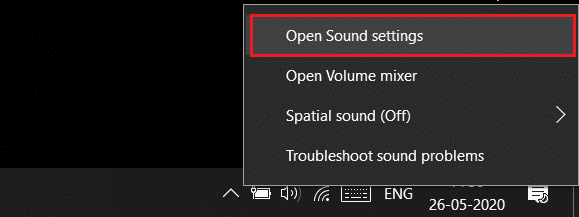 Щелкните правой кнопкой мыши значок громкости и выберите «Открыть настройки звука».