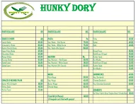 Hunky Dory menu 1