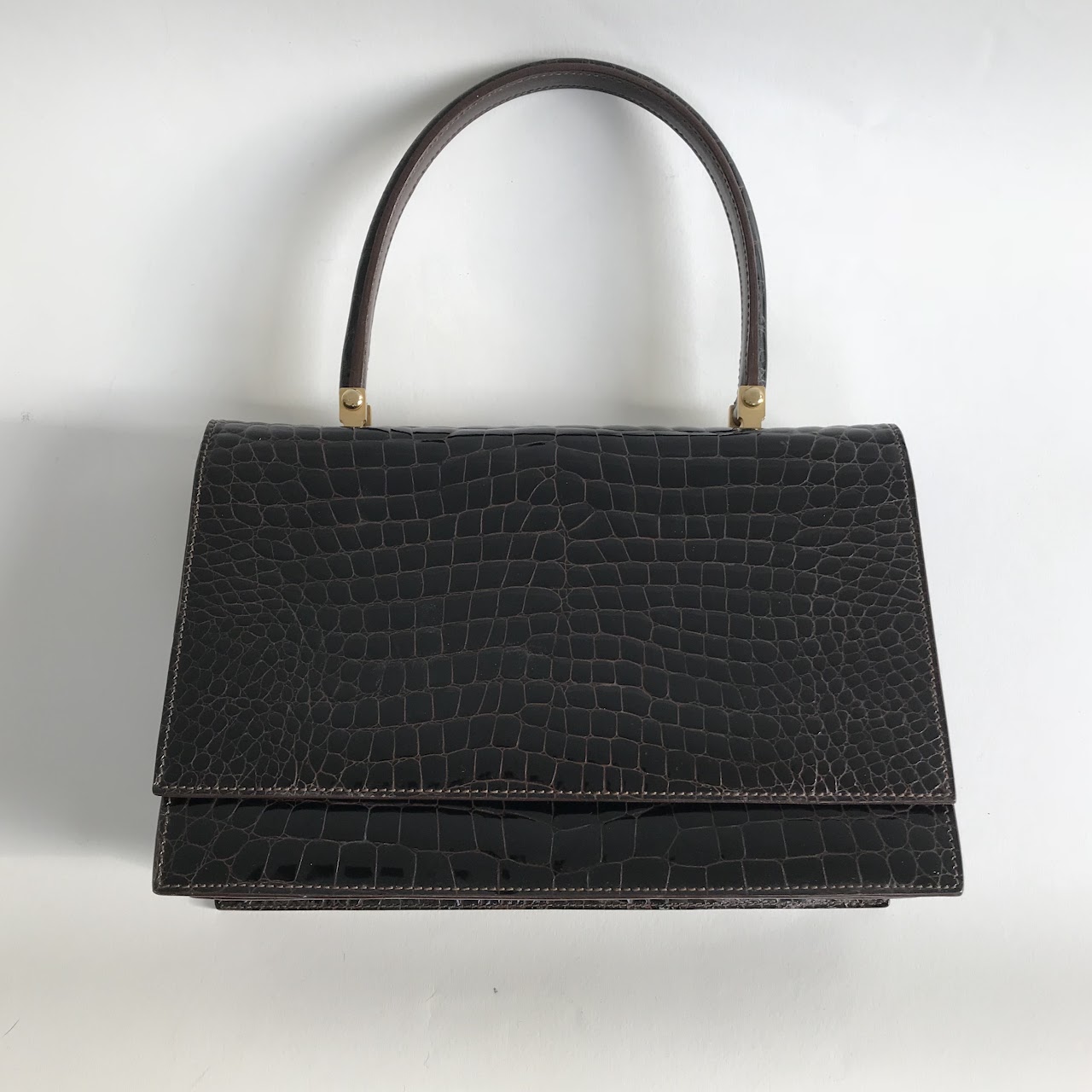 Rene' Croc Embossed Leather Handbag