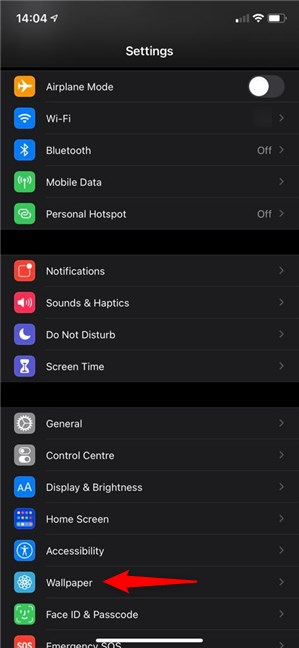 Druk op de iPhone Wallpaper-instelling in het derde gedeelte van de app
