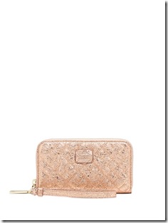 Trussardi gold pink quilted laminated leather wallet