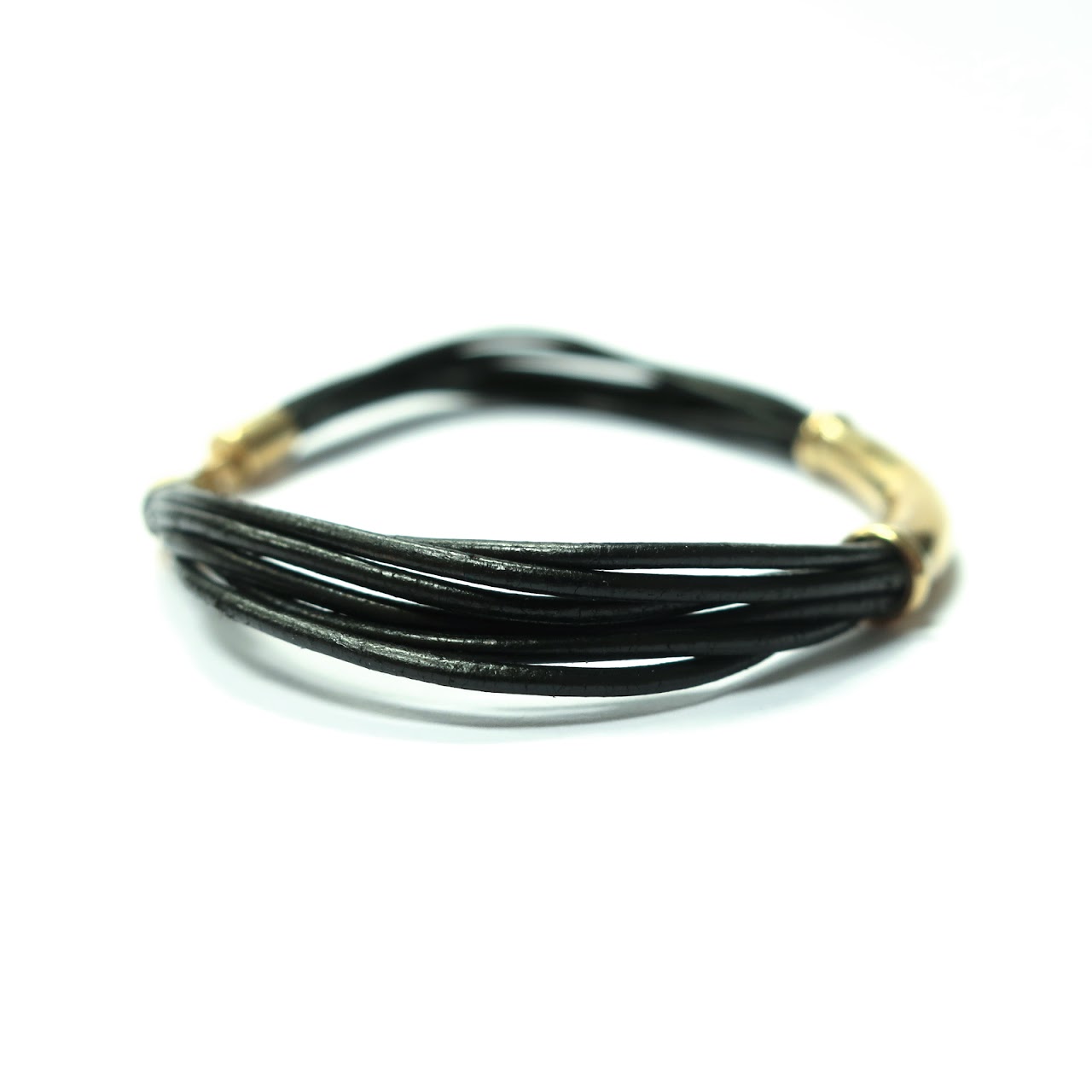 14K Gold and Leather Bracelet