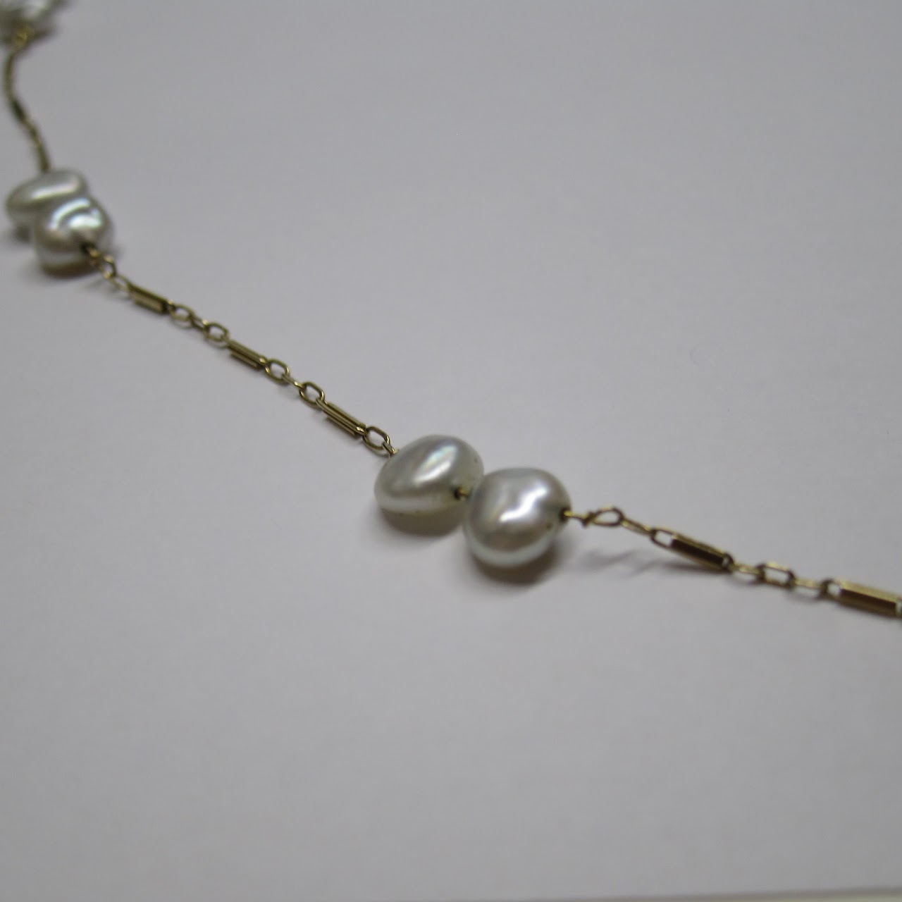 14 K Gold & Seed Pearl Necklace (Medium)