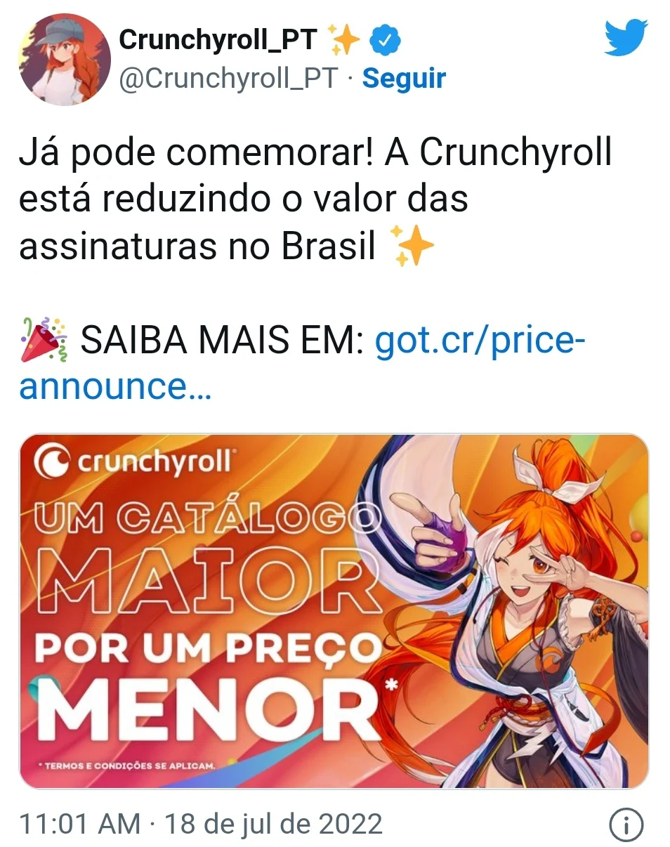 Crunchyroll: Anuncia redução de preços no Brasil