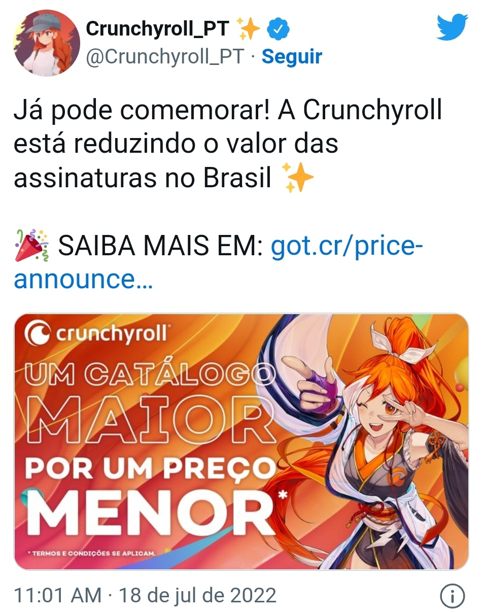 Crunchyroll anuncia redução nos preços da assinatura no Brasil e