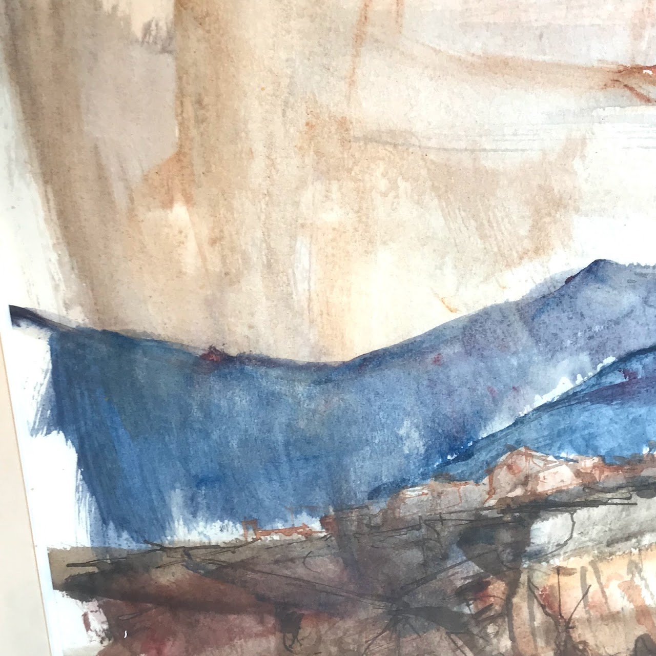 Signed Expressionist Watercolor Landscape