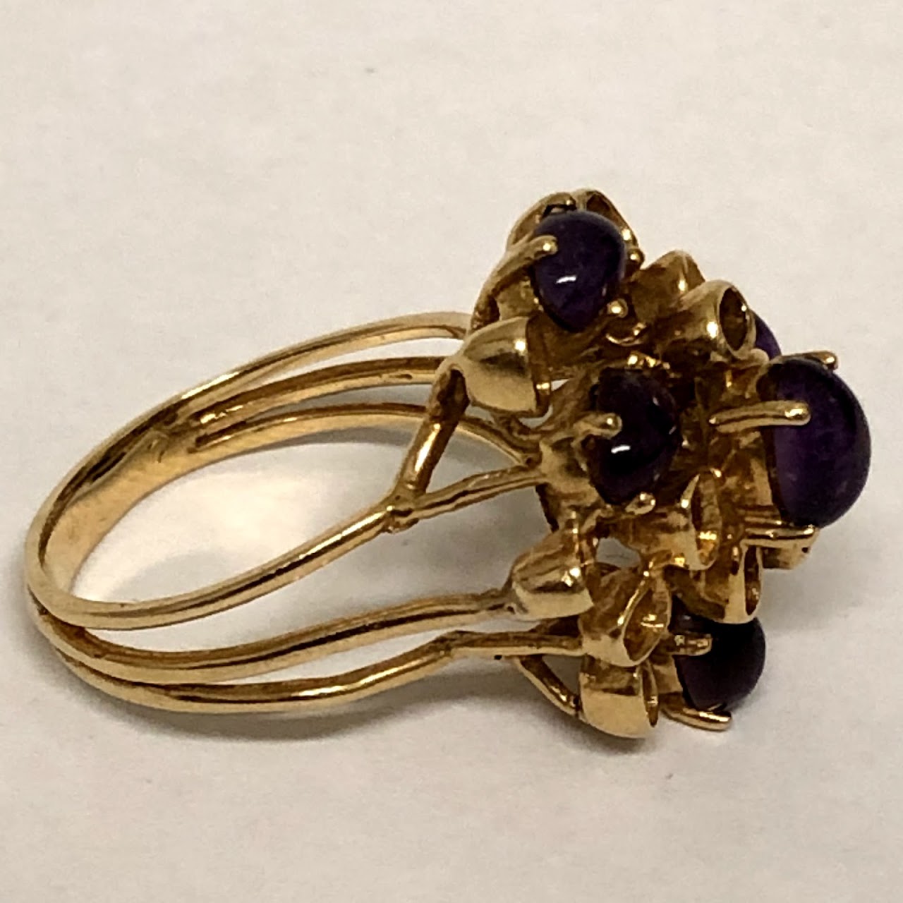 14K Gold and Amethyst Modernist Ring