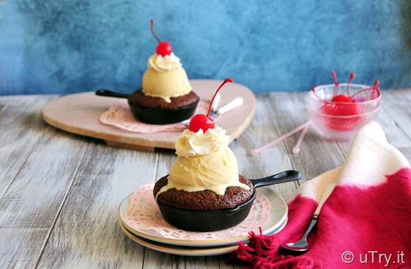 Individual Skillet Brownies with Vanilla Ice Cream – Valentine’s Day Dessert Recipe Idea  http://uTry.it