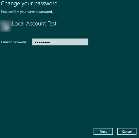 Windows 8.1, Impostazioni PC, utente, account, locale, password, modifica