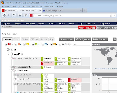 Añadir sensor servidor base de datos PostgreSQL en consola web PRTG