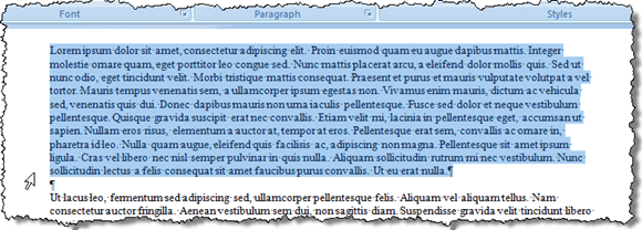 Sélection d'un paragraphe