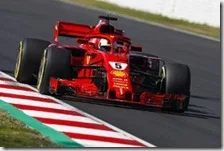 Sebastian Vettel con la Ferrari nei test di Barcellona