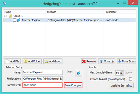 Lanceur de listes de raccourcis, personnalisé, liste de raccourcis, barre des tâches, Windows