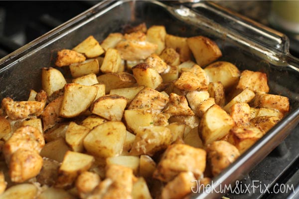 Oven roasted potatoes and chicken