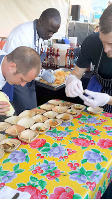 Tony Meyers of Serrato had quite the teamwork going at his booth as he hurriedly tried to get out of the weeds and serve up his Night Market 2015 dish of Moroccan Braised Lamb Shoulder in Phyllo with Golden Raisins, Pistachio, Curried Yogurt and Mt Mint