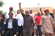 The EFF's Mbuyiseni Ndlozi and Julius Malema appeared at the Randburg magistrate's court on November 20 2019 on charges of assaulting a police officer at Winnie Madikizela-Mandela's funeral. They were flanked by other senior EFF members who came to the court to support them. 