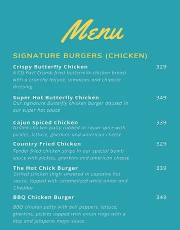 Captain G's Burger Company menu 