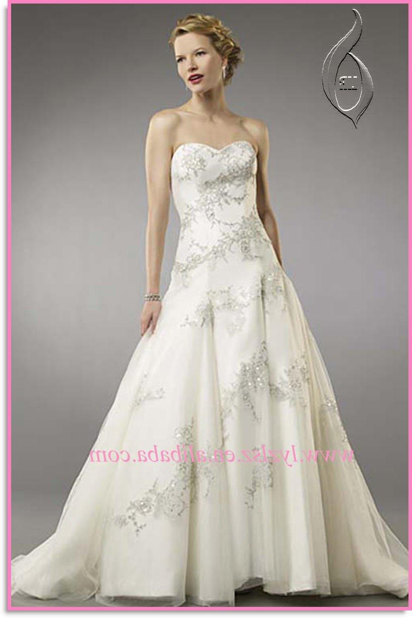 See larger image: Silver Applique and Beaded Wedding Gown with Train HY0219