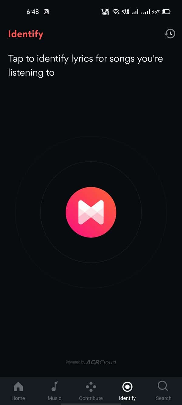 Haga clic en el logotipo de MusicXMatch para comenzar a grabar