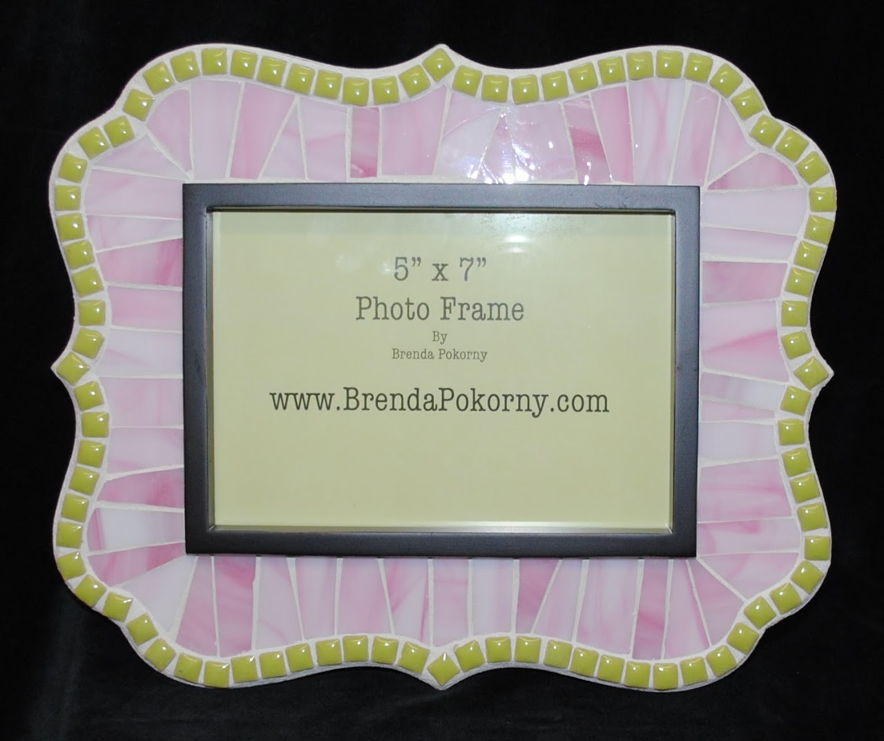 Powderpuff Pink and Lime Green 5" x 7" Mosaic Photo Frame MOF1437