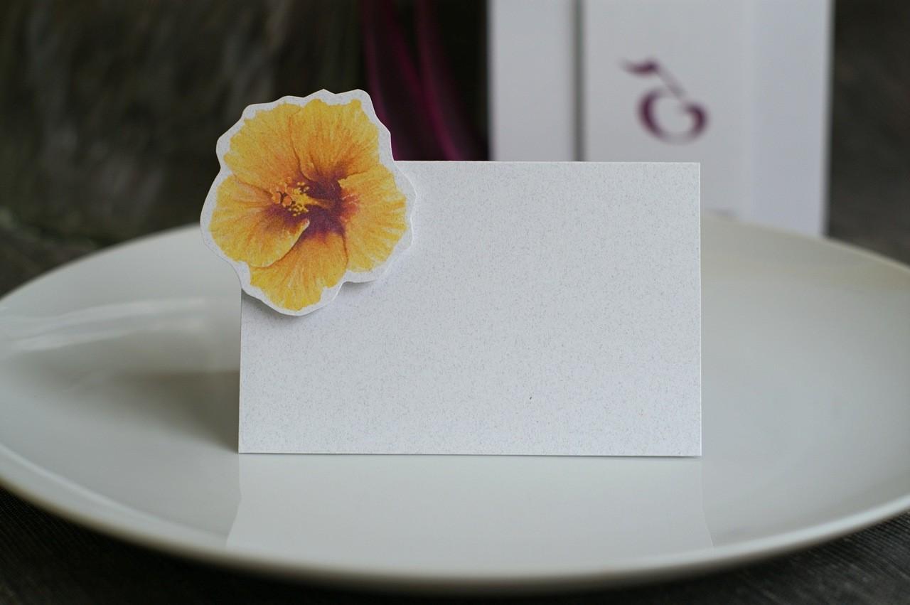 Yellow Hibiscus - Place Card - Escort Card- Gift Card - Table Number Card