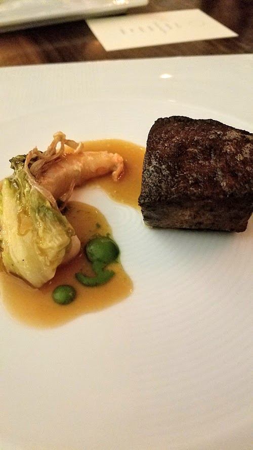 Roe PDX - Walu course, the butterfish was being served in a play of surf and turf, with the butterfish standing in for the steak and a fish sauced turf providing Asian flavors for a play on East and West too