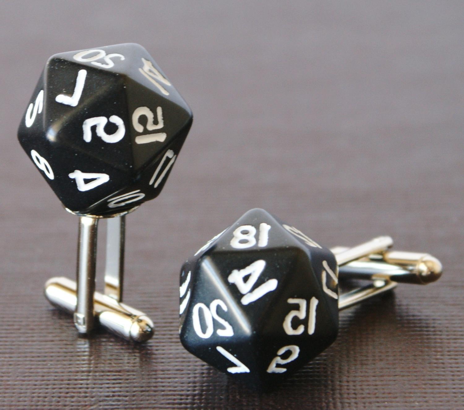 Black 20 Sided Dice Cufflinks