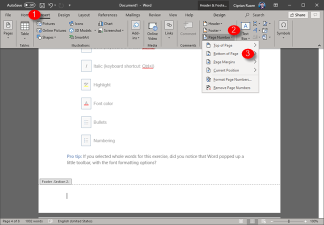 Microsoft Word - เพิ่มหมายเลขหน้า