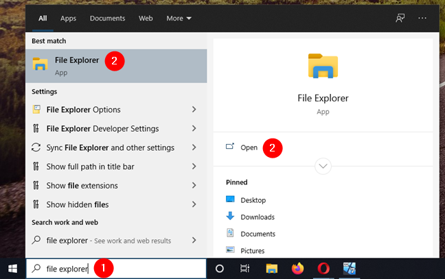 Cách mở File Explorer trong Windows 10 bằng tìm kiếm