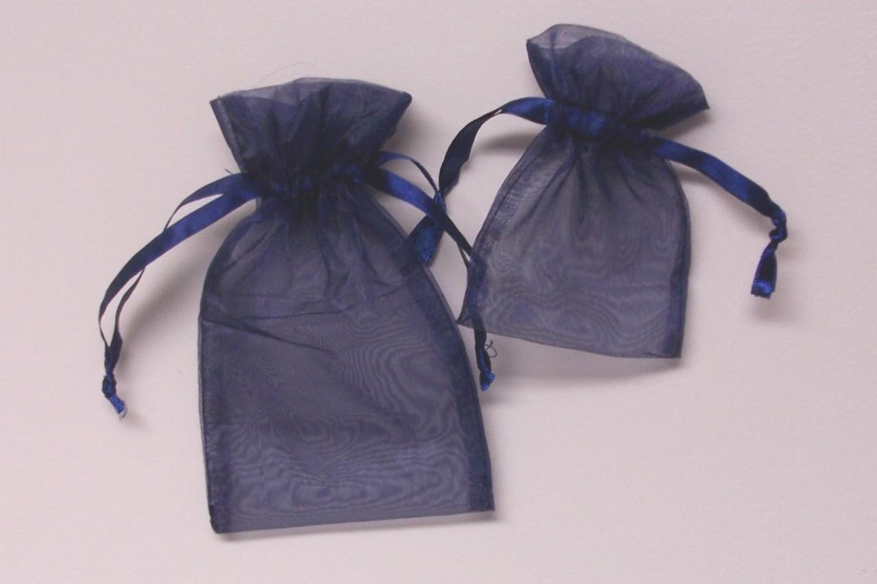 50 Navy Organza Bag 4 x 5 1 2