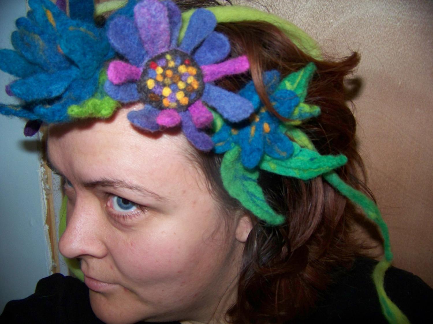 Any wool flower head piece