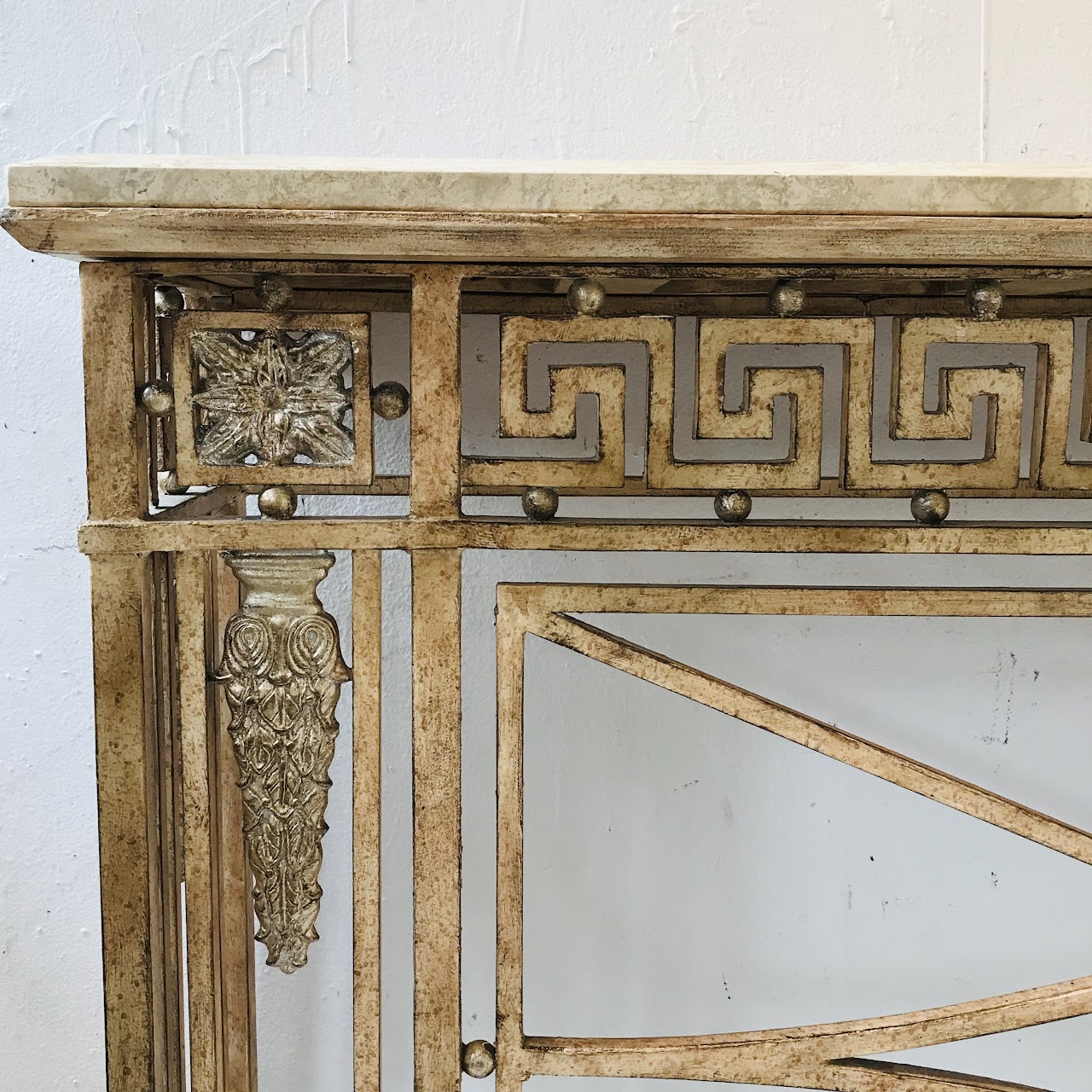 Travertine Top Console Table