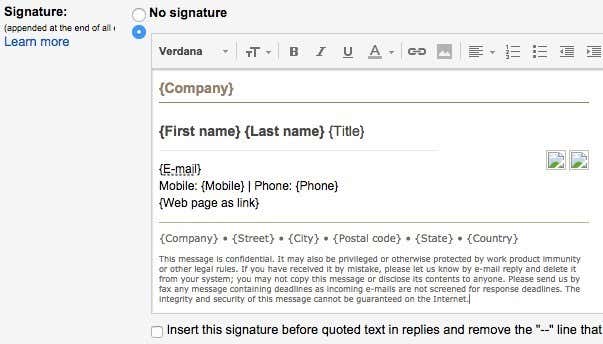 gmail html handtekening