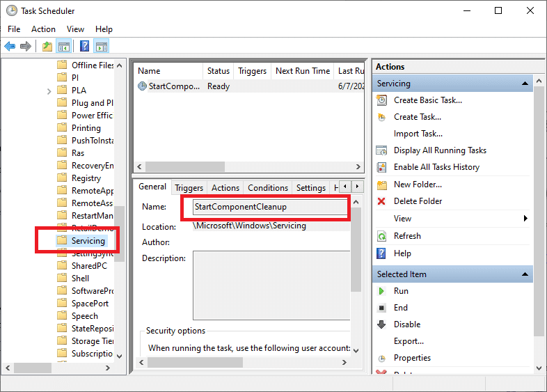 Sau đó, nhấp chuột phải vào StartComponentCleanup rồi chọn Run |  Đã sửa: Lỗi cập nhật Windows 0x800704c7