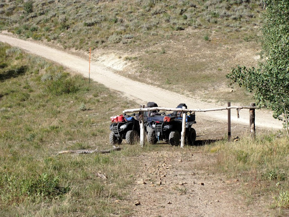 Parked at a barricade so we could hike the road to a geocache