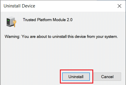 Options de désinstallation.  Comment réparer l'erreur 80090016 du module de plateforme sécurisée